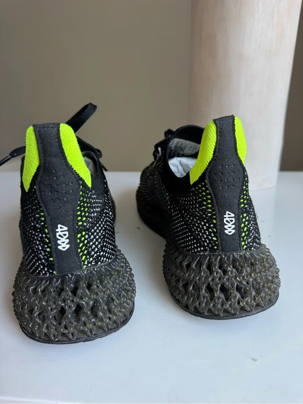 Adidas 4D Primeknit Running Shoes Black White Neon Green Men’s Size 9